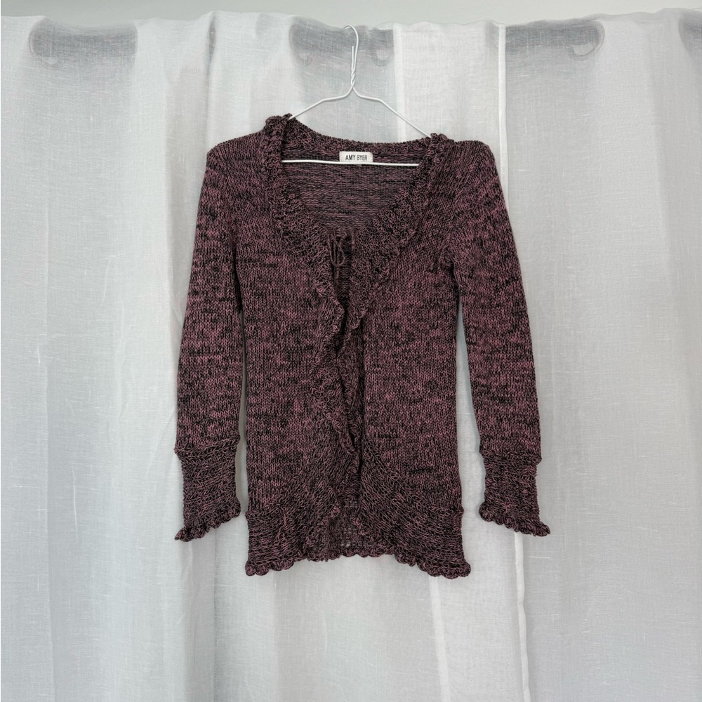 ✿ Amy Byer Ruffle Knit Tie-Front Cardigan ✿